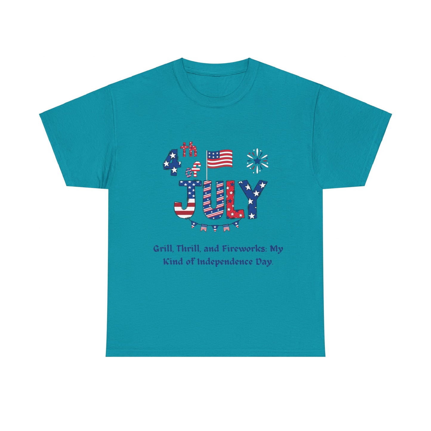 4th of July Grill, thrill and fireworks casual Unisex Heavy Cotton T-shirt