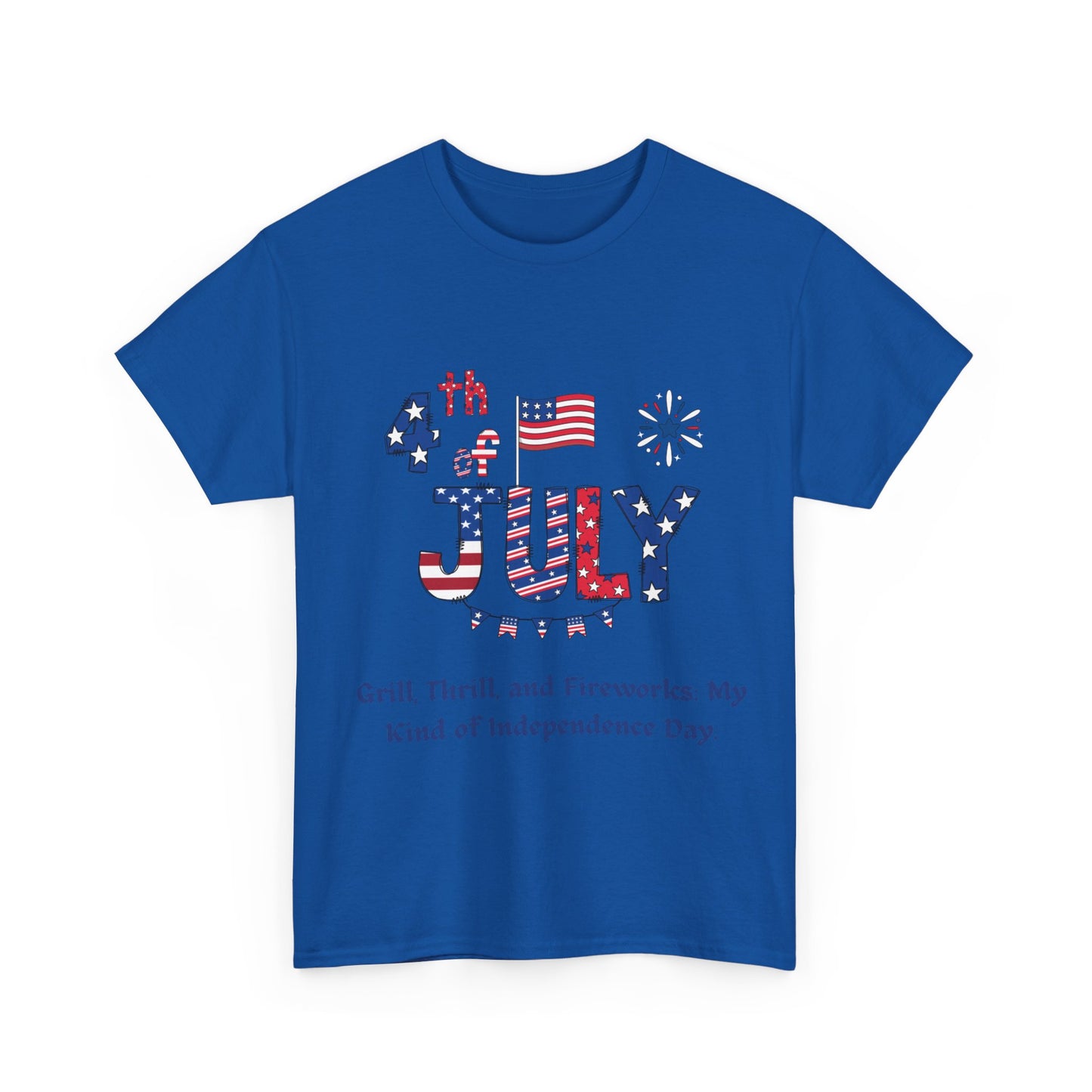 4th of July Grill, thrill and fireworks casual Unisex Heavy Cotton T-shirt