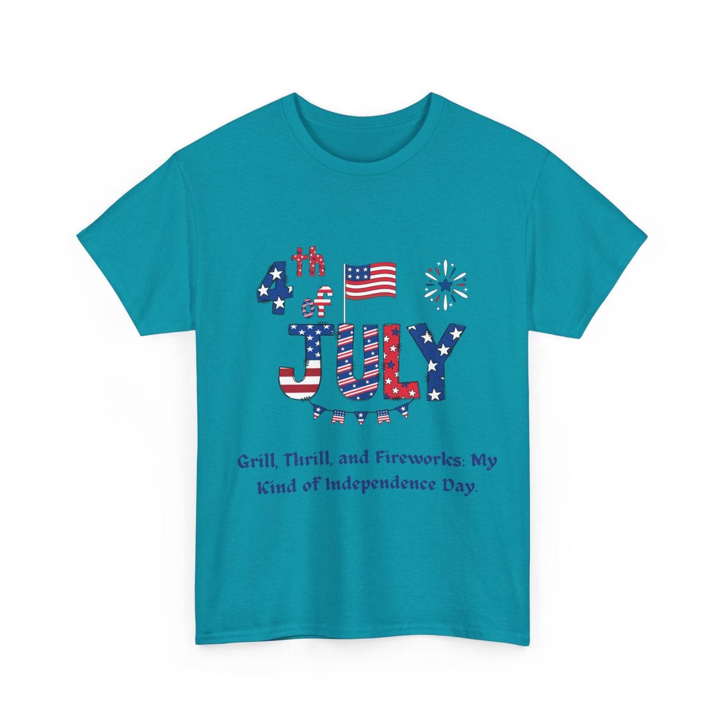 4th of July Grill, thrill and fireworks casual Unisex Heavy Cotton T-shirt