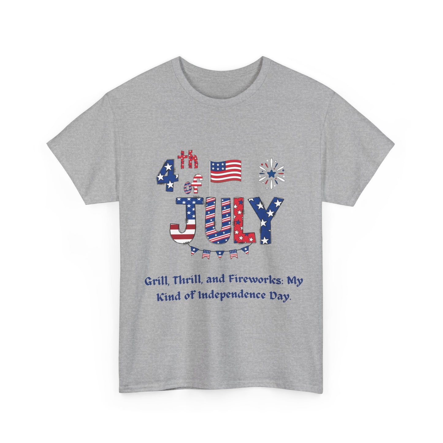 4th of July Grill, thrill and fireworks casual Unisex Heavy Cotton T-shirt