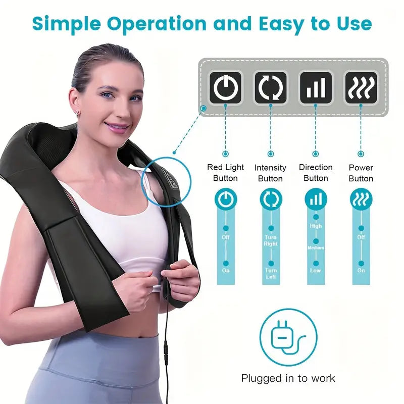 Shiatsu Shoulder, Back, and Neck Massager with Heat,Black