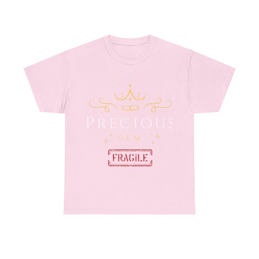 Elegant Glow: Precious Gem Fragile  Unisex Heavy Cotton T-shirt