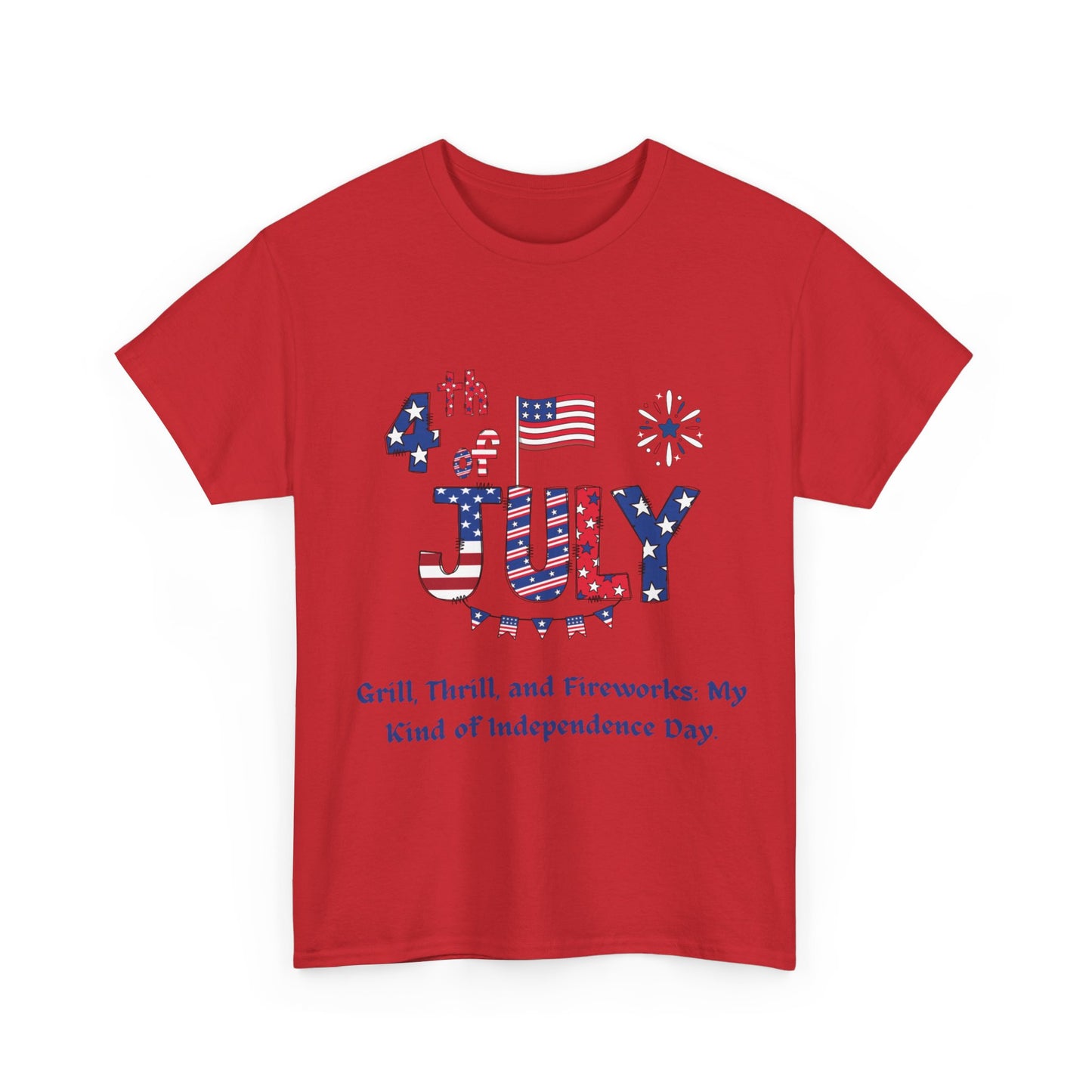 4th of July Grill, thrill and fireworks casual Unisex Heavy Cotton T-shirt