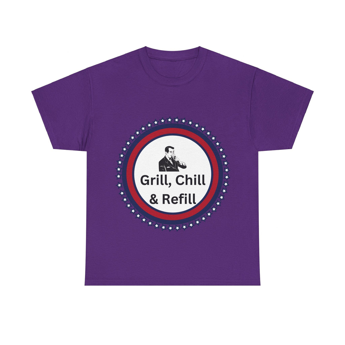 Grill Chill & Refill humor Unisex Heavy Cotton T-shirt