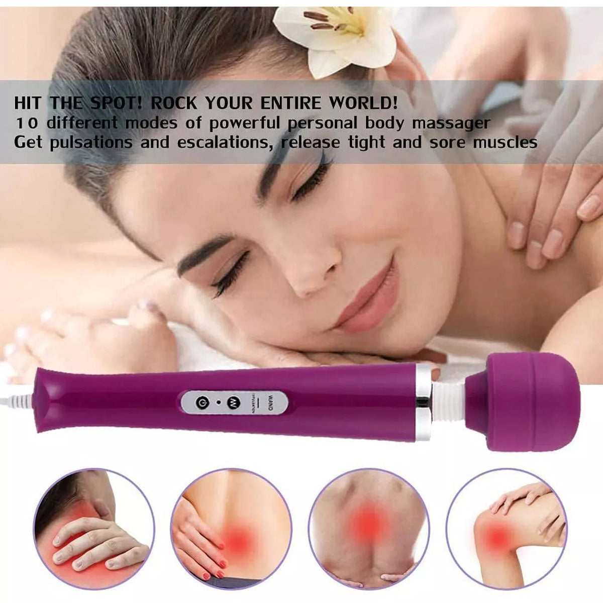 Handheld Personal Wand Massager with 10 Powerful Magic Vibration- Purple