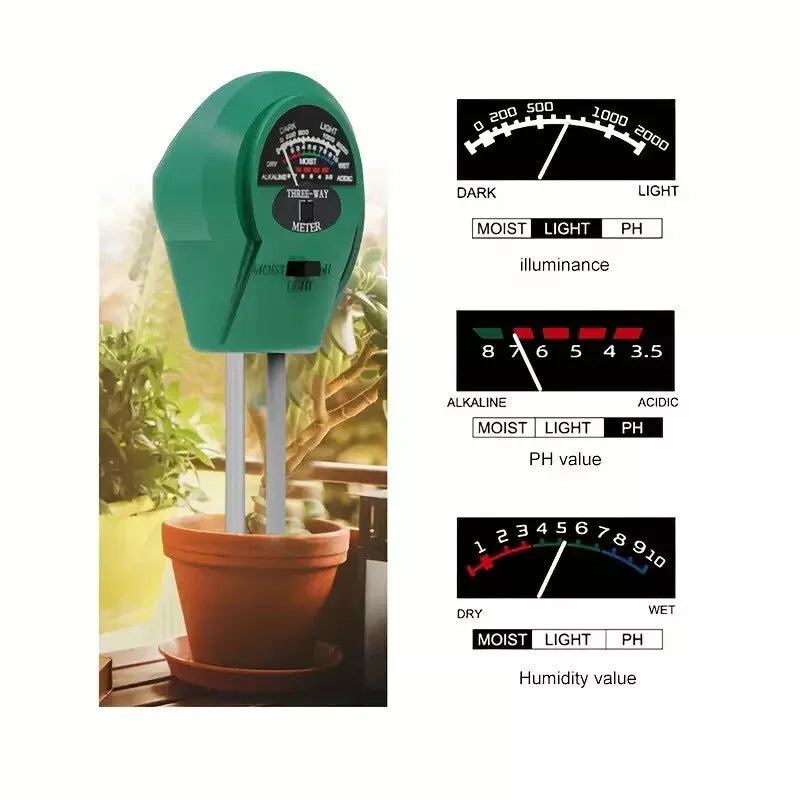 3-in-1 Digital Soil Tester – PH, Moisture & Light Meter