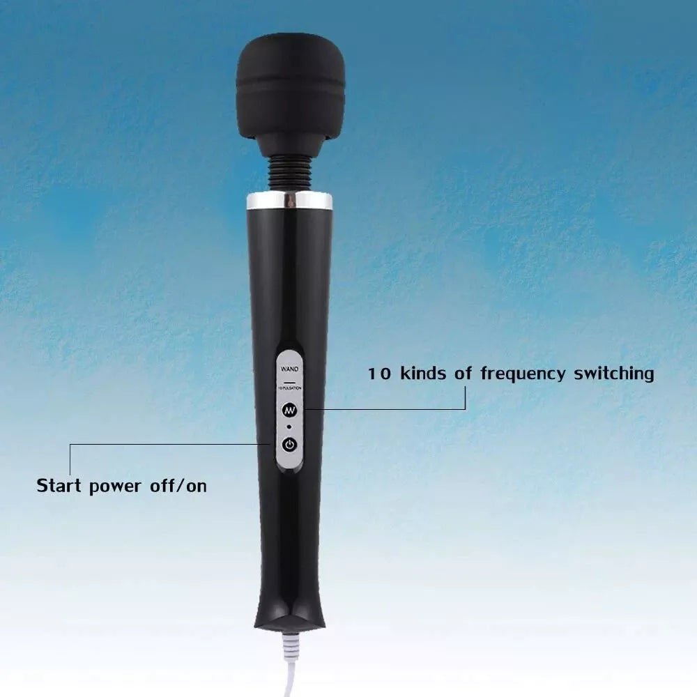 Handheld Personal Wand Massager with 10 Powerful Magic Vibration- Black