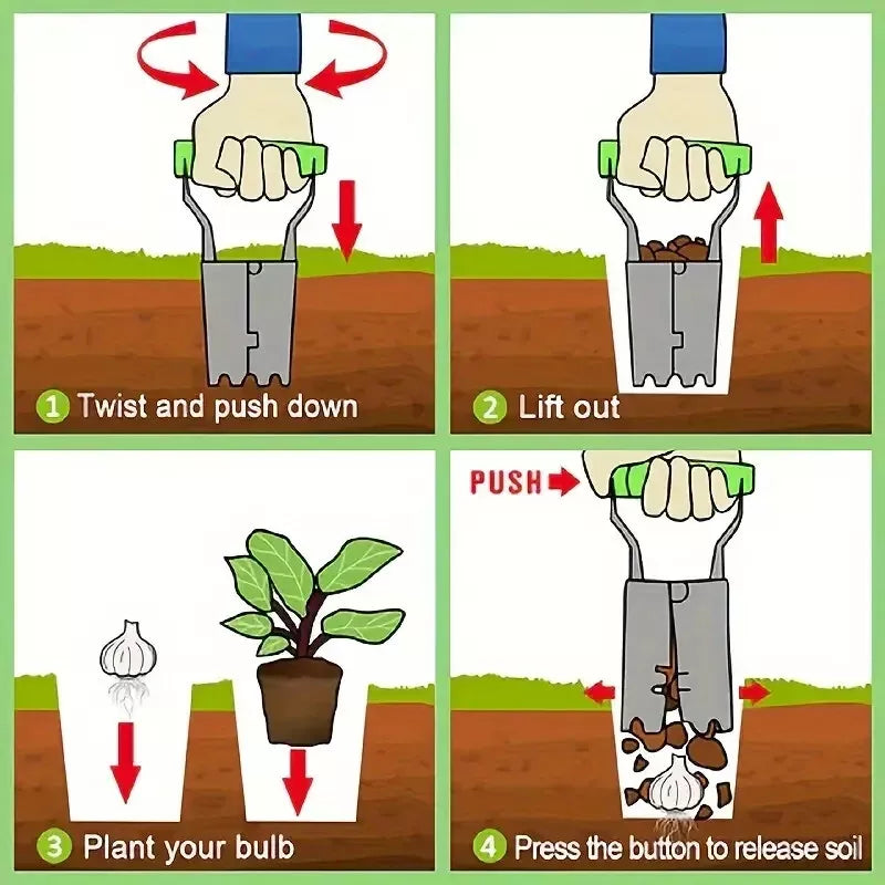 Garden Bulb Planter Tool Set – Includes Bulb Planting Tool & Dibber