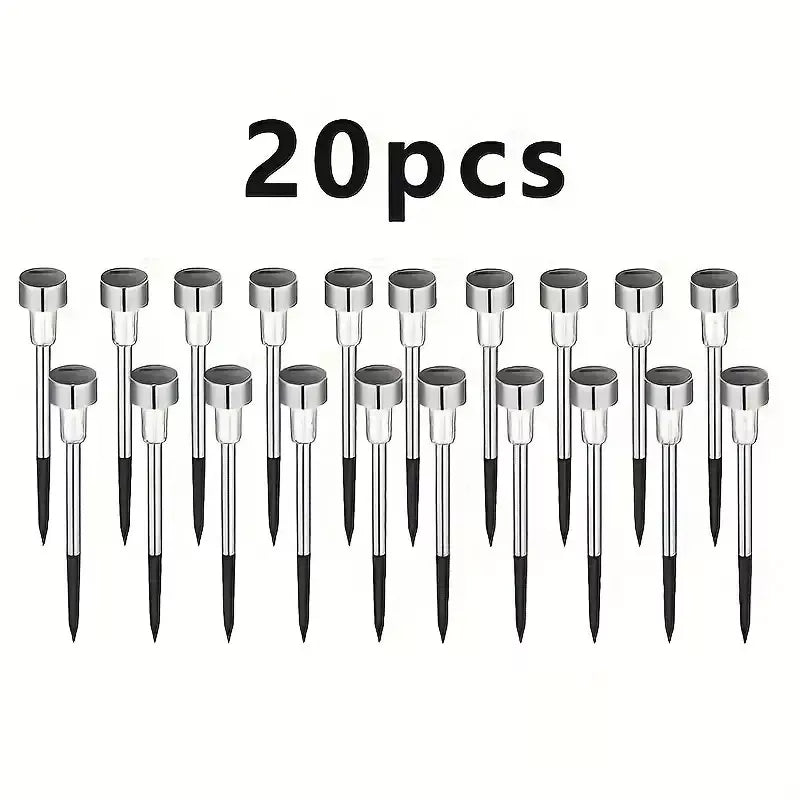 12/24 x Garden Outdoor Stainless Steel LED Lawn Solar Landscape Path Lights Lamp