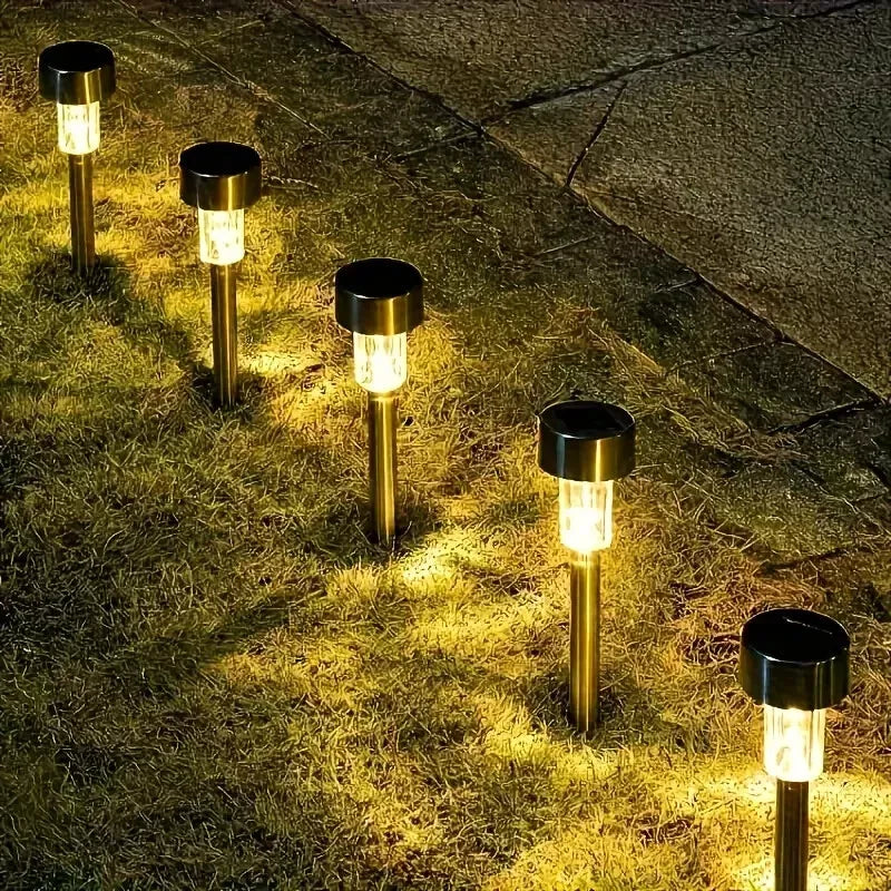 12/24 x Garden Outdoor Stainless Steel LED Lawn Solar Landscape Path Lights Lamp